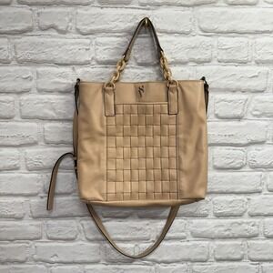SIMPLY VERA WANG Raddix Tote or Crossbody Bag Woven Handbag Country Beige Tan